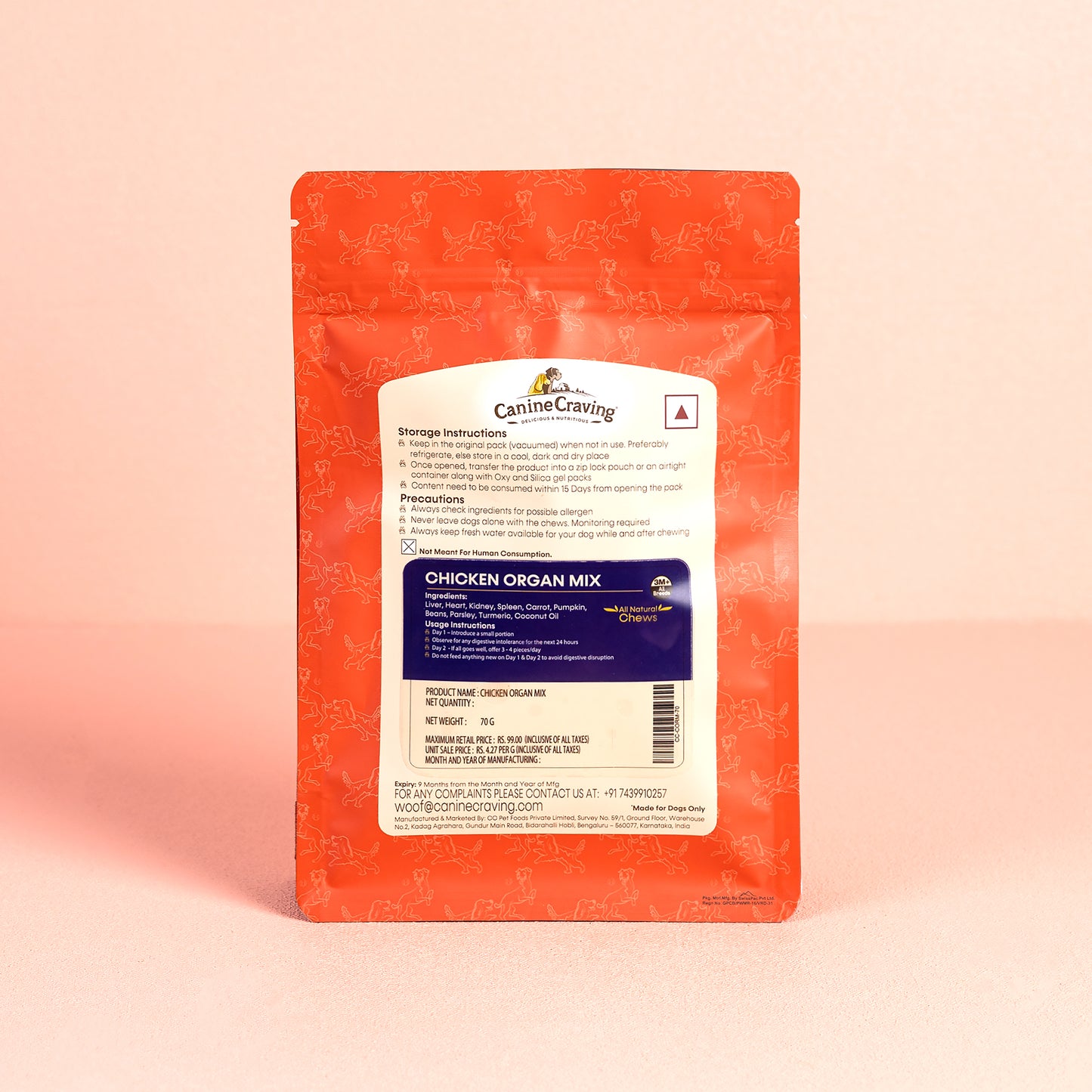 Canine Craving Dehydrated Chicken Organs Mix - 70g