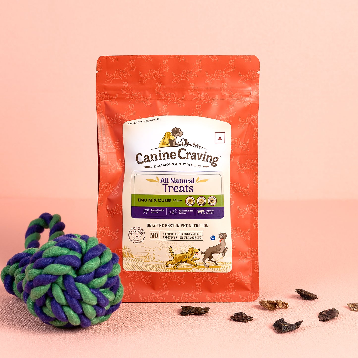 Canine Craving Dehydrated Emu Mix Cubes - 70g