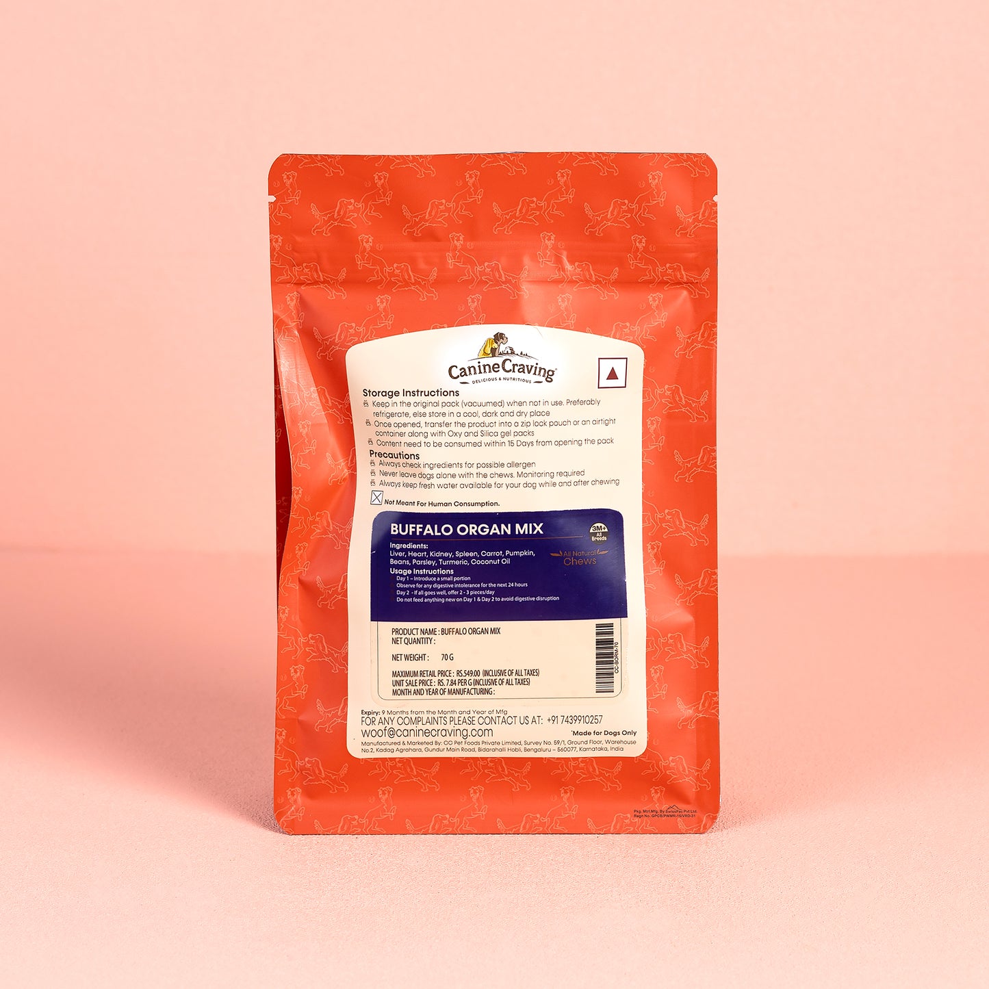 Canine Craving Dehydrated Buffalo Organs Mix - 70g